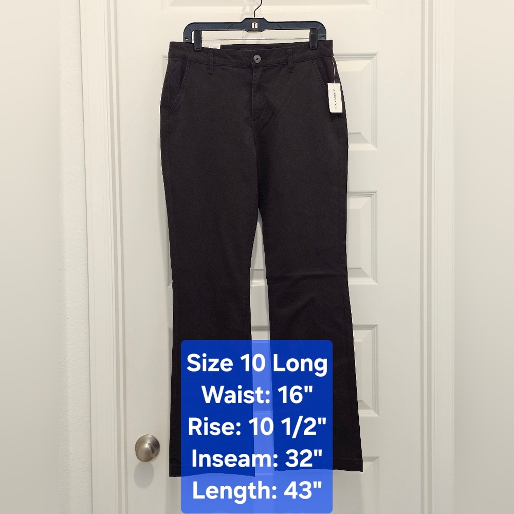 NWT Aero Aeropostale 4-Pocket Midrise Straight-Leg Pants, Size 10 Long